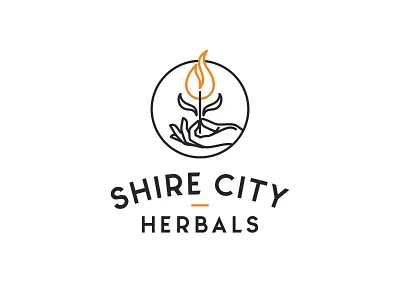 Logo for Shire City Herbals fire flower herb logo minimal monoline