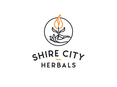Logo for Shire City Herbals fire flower herb logo minimal monoline