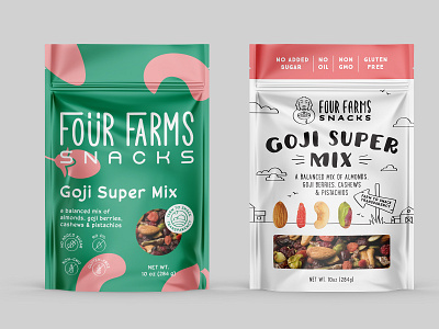 logo and package design for nut mix - variations1 dog farm fun goji illustration line mix nutrition nuts package pouch