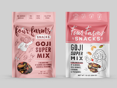 logo and package design for nut mix - variations2 dog drawing farm illustration logo mix nut package pouch