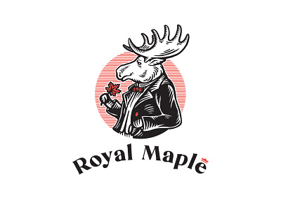 Logo for maple products company drawing illustration logo design maple moose sugar syrup vintage