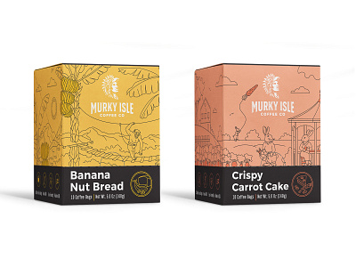 Packaging design for design for a single serve coffee company 4 coffee drawing illustration monoline nature