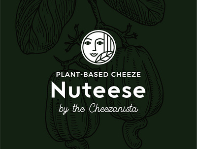 Branding for Plant Based Cheezes company cashew cheeze drawing girl green illustration label logo nature nutrition package plant