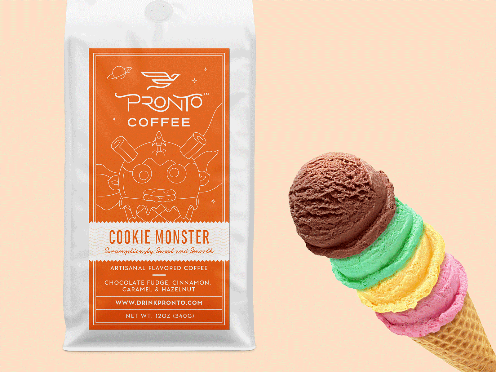 Labels for coffe company - summer "ice cream shop" flavor line coffee design icecream illustration label monoline