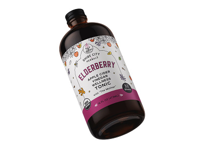 Elderberry wellness tonic branding cider drink elderberry graphic design label minimalistic monoline organic tonic