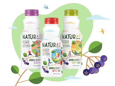 Branding for Aronia based juices aronia bottle branding drink flat art illustration juice label logo organic
