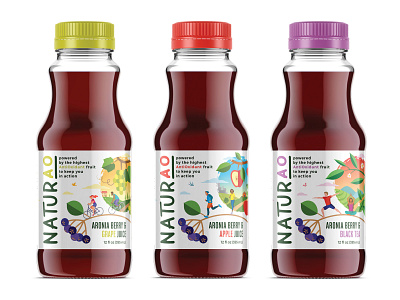 LAbel range for Aronia juices aronia bottle drink flat art graphic design illustration label