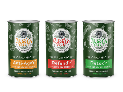 Packaging design for fermented superfood for dogs - cans