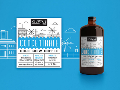 Labels for Anaya Coffee - Concentrate bottle cafe coffee cold brew florida monoline