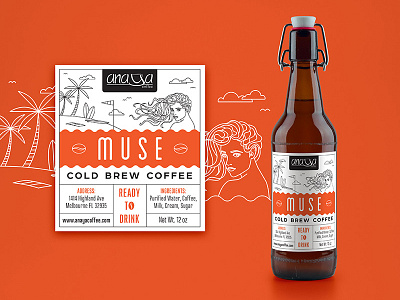 Labels for Anaya Coffee - Muse bottle cafe coffee cold brew florida monoline