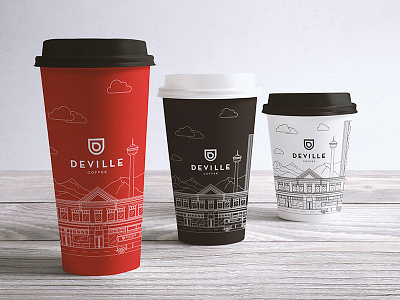 Cups for Deville Coffee Calgary cafe coffee monoline