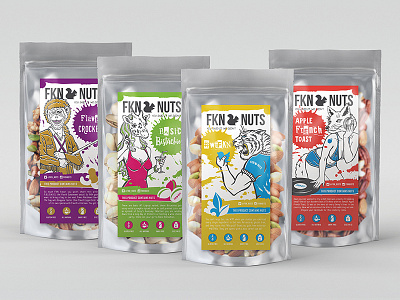Labels for Fkn Nuts almond animal fun nut package pouch