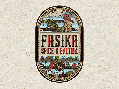 Logo for Fasika Spice and Baltina food organic pea pepper red spice vintage
