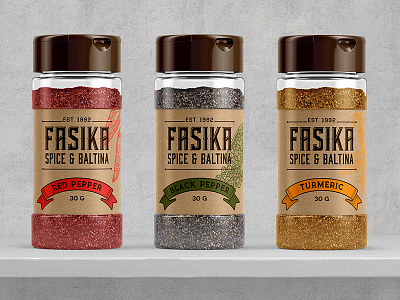 Labels for Fasika Spice and Baltina food organic pea pepper red spice vintage