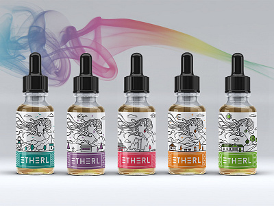 Labels for e-liquid air girl liquid monoline vape