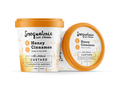 Unused proposal for Ice Cream label custard honey ice cream monoline orange