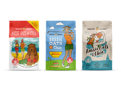 Proposals for Muesli packaging animal cow dog drawing muesli oat organic