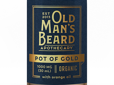 Label and logo for CBD oil beard blue classic gold hemp label oil vintage