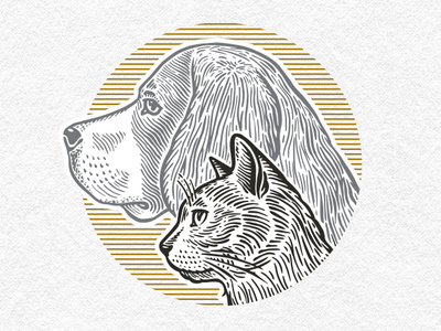 Proposal for pet logo cat dog drawing