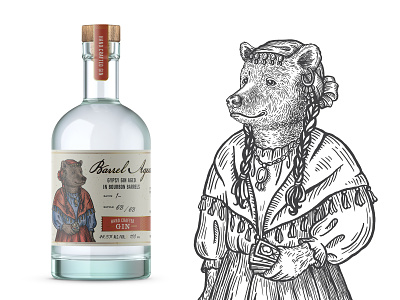 New flavor for Tiny Bear Distillery - Old Gypsy bottle drawing drink illustration spirit vintage