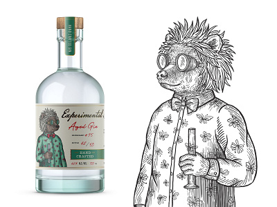 New flavor for Tiny Bear Distillery - Experimental bear bottle drawing illustration spirit vintage