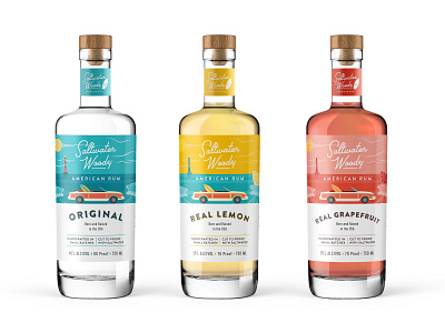 American Rum Labels design bottle drink flat art illustration label spirit