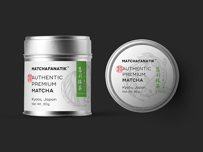 Label design - authentic matcha drawing green illustration inkan japan koi leaf matcha minimalistic tea vintage