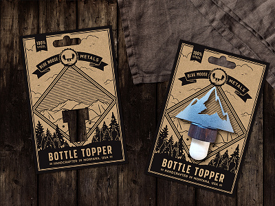 Carton design for Blue Moose Metals bottle carton drawing forest illustration kraft topper