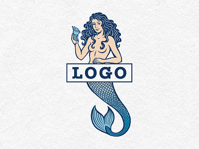 Unused proposal for mermaid logo 3 drawing drink illustration logo mermaid sea