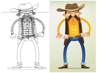 Sheriff cartoon cowboy gradient mesh illustration illustrator man sheriff vector