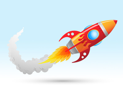 Rocket flying illustration illustrator red rocket smoke vector