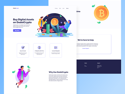 dodolcrypto - home page bitcoin blue concept crypto cryptocurrency design home page illustration ui ux web website