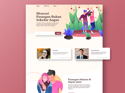 Dating - home page couple design home page illustration love ui vector web