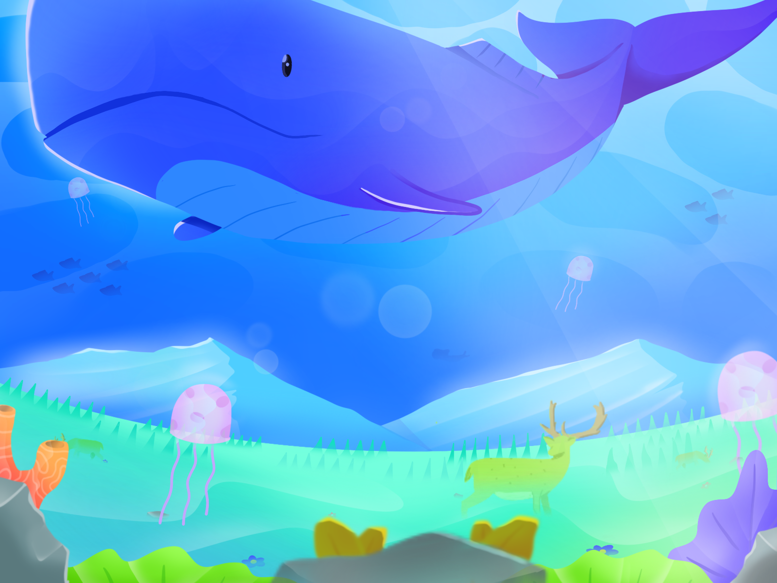 Whale in the sea by Faizal F.A. on Dribbble