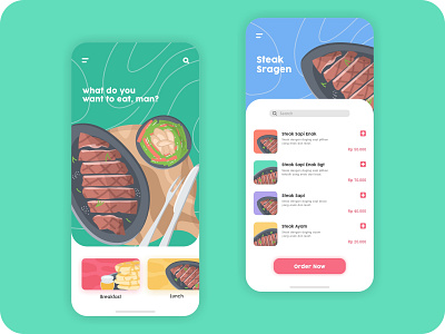 hunting restaurant - app aplication app app design branding concept design flat food illustration illustrations modern restaurant ui ux vector