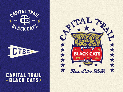 Capital Trail Black Cats america cat monogram pennant running star usa