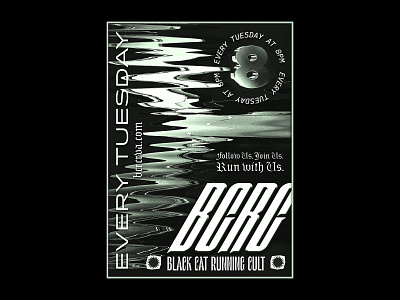 Black Cat Running Cult Poster collage glitch poster run running