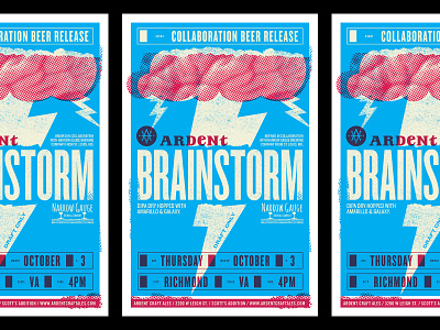 Ardent Brainstorm Poster beer brain cloud halftone lightning lightning bolt poster texture
