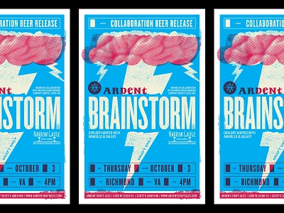 Ardent Brainstorm Poster beer brain cloud halftone lightning lightning bolt poster texture