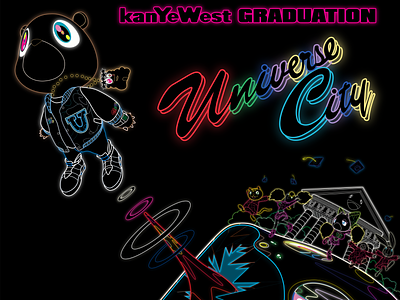 Neon Vector/Remastered Takashi Murakami Graduation Art dropout bear good morning graduation hd illustrator jaedger josh edger kanye west neon takashi-murakami vector 村上 隆