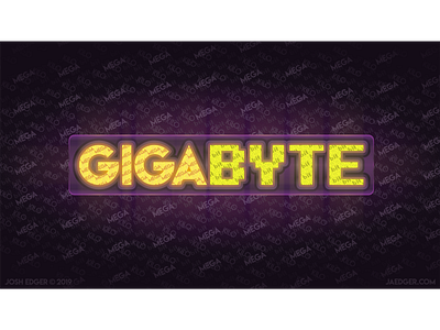 Gigabyte/Typography Art Vector Logo 2019 8 bit madness game over gigabyte illustration illustrator jaedger josh edger lemonmilk logo pixelmix typography vector