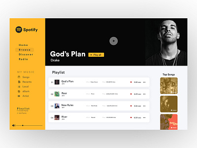 Spotify Web Music Player creative design minimal music music player player ui userinterface ux yellow