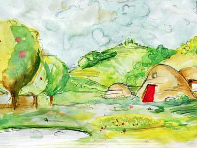 Watercolor Play landscape trees watercolor