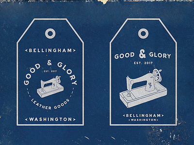 Good & Glory Tags 2017 ampersand bellingham blue glory good leather sewing sewing machine tags texture washington