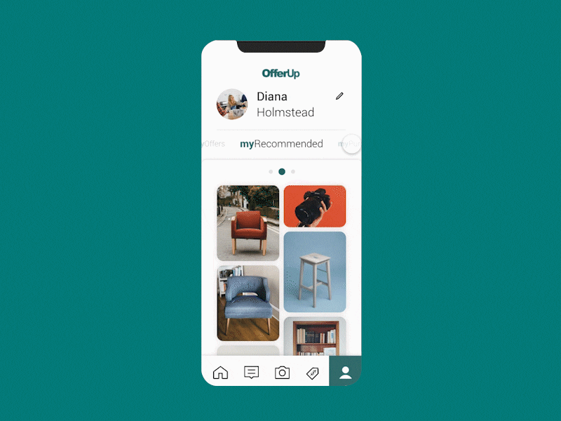 Day 6 Ui Challenge - OfferUp Profile challenge green iphone iphone app offerup profile ui ui ux ux