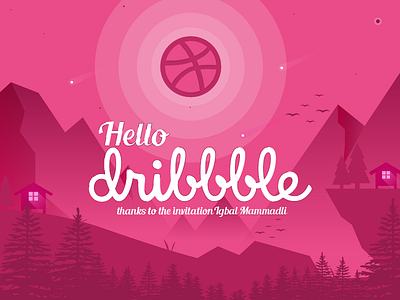 Hello Dribbble dribbble dribble first hello illustration invitation shot thanks