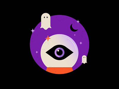Hallows Eve Again creepy digital illustration eye eyeball fortune future ghost halloween hallows eve illustration moon october orange purple spooky vector