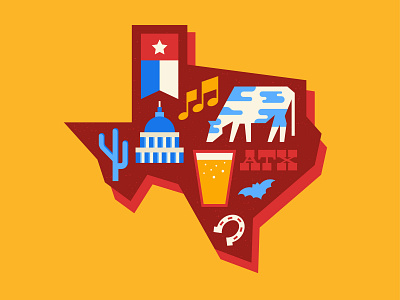 ATX atx austin bat beer capitol cow design digital illustration flag horseshoe illustration star state texas usa vector