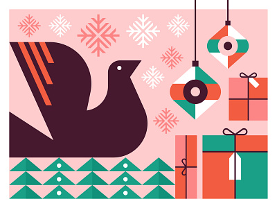 Christmas 2019 bird christmas christmas season christmas tree digital illustration dove doves gifts holiday illustration ornament present snowflake stamped tree vector wrapping