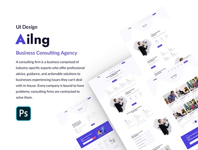 Ailng - Landing Page - UI Design - PSD adobe xd app design figma design landing page shahnajparvin77 ui ui design uiux web design